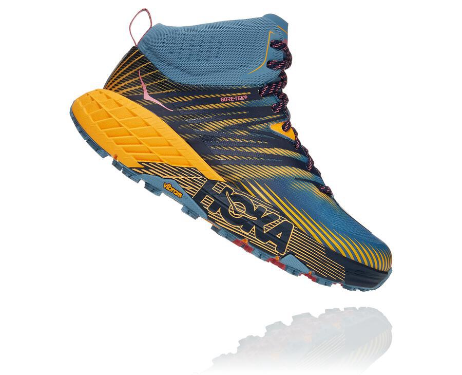 Trail Shoes Womens - Hoka One One Speedgoat Mid GORE-TEX 2 - Blue - BXMIREW-51